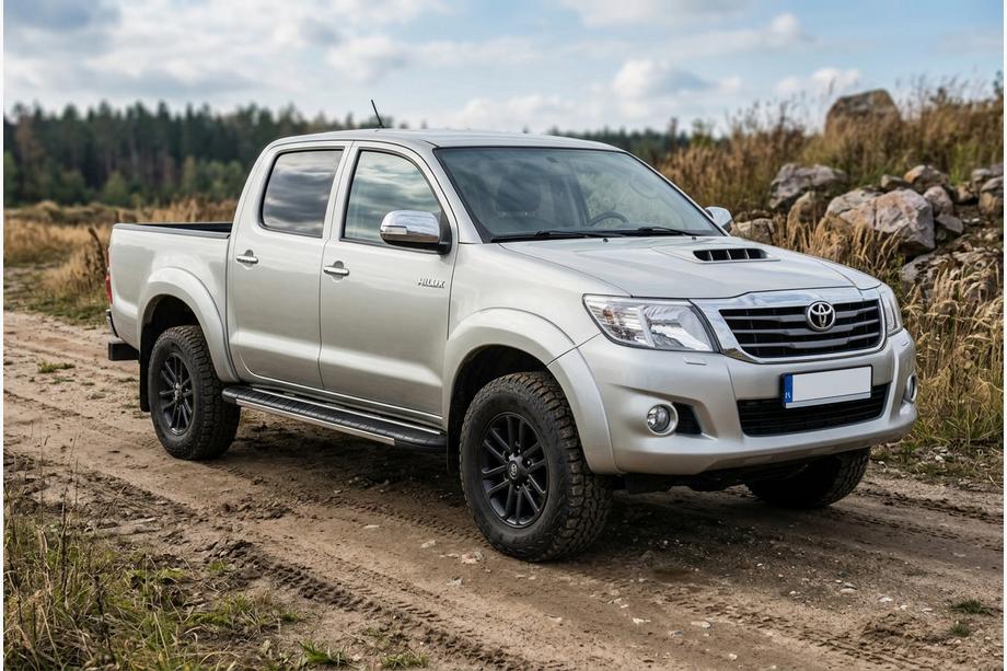 Toyota Hilux 2006-2015 гг. Боковые пороги Bosphorus Grey (2 шт., алюминий) Image