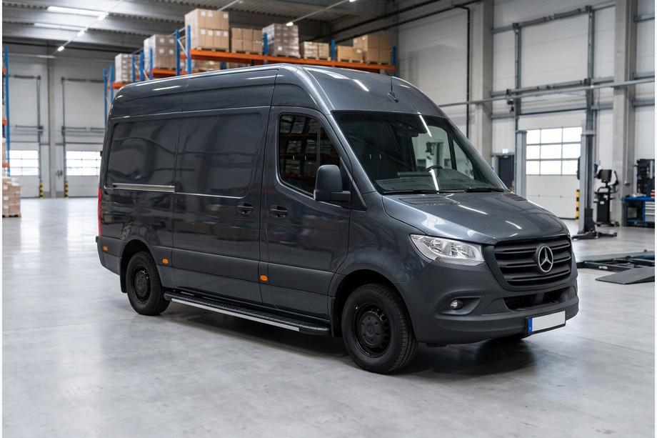 Mercedes Sprinter W907/W910 2018- гг. Боковые пороги Bosphorus Grey (2 шт., алюминий) Image