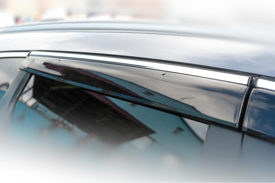 Honda CRV 2017-2022 гг. Ветровики с хромированным молдингом (4 шт, HIC) Фото 8