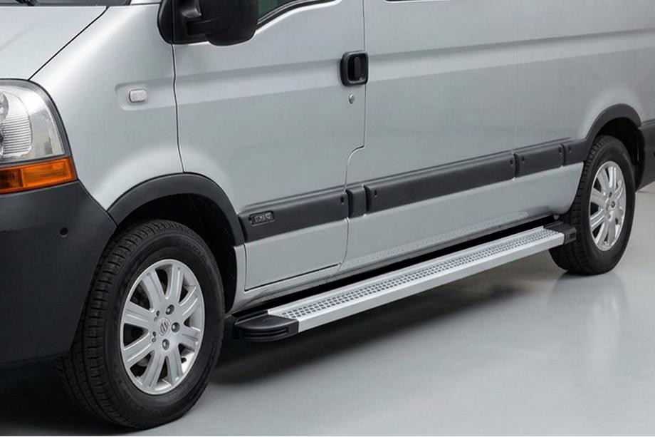 Opel Movano 2004-2010 гг. Боковые Подножки Maya V2 (2 шт., Алюминий) Image