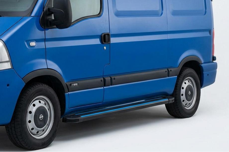 Opel Movano 2004-2010 гг. Боковые Подножки Maya Blue (2 шт., Алюминий) Image