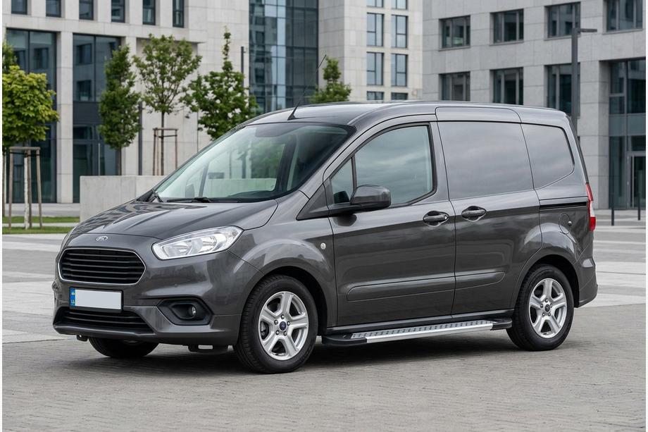 Ford Courier 2014-2023 гг. Боковые Подножки New Vision Grey (2 шт., Алюминий) Фото 1