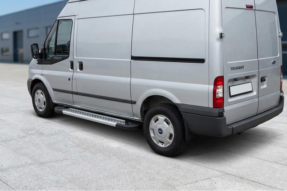 Ford Transit 2000–2014 гг. Боковые Подножки New Vision Grey (2 шт., Алюминий) L3/L4 (длинная) Фото 1