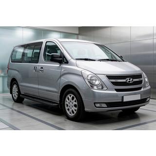 Боковые Подножки Tayga Black (2 шт., Алюминий) Hyundai H300, H1, Starex 2008-2020 гг. фото 1