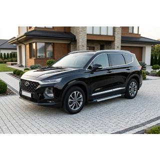 Боковые Подножки New Vision Grey (2 шт., Алюминий) Hyundai Santa Fe 4 2018-2023 гг. фото 1