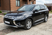 Mitsubishi Outlander 2012-2021 гг. Боковые пороги Bosphorus Grey (2 шт., алюминий) фото 1
