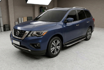 Nissan Pathfinder R52 2012-2021 гг. Боковые Подножки BlackLine (2 шт, Алюминий) фото 1