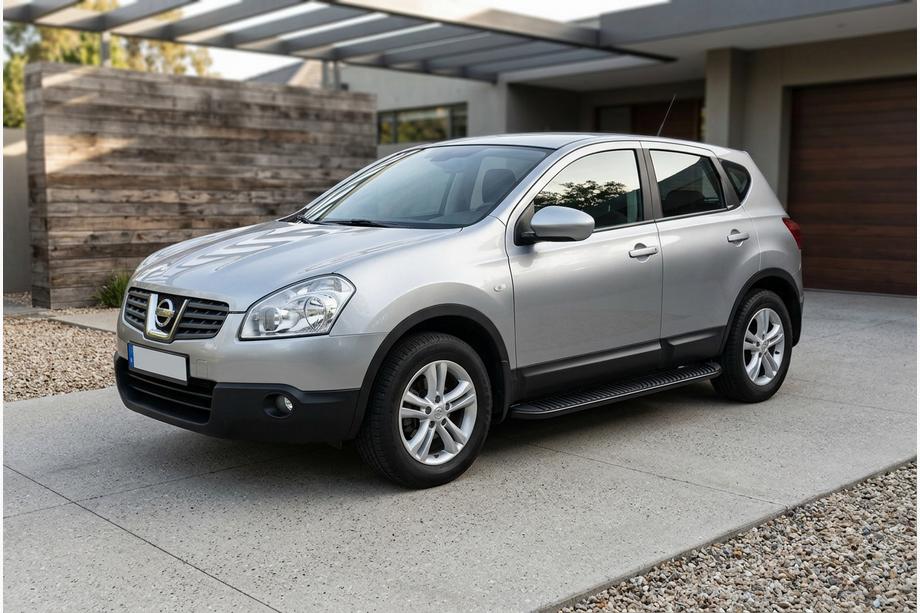 Nissan Qashqai 2007-2010 гг. Боковые Подножки Tayga Black (2 шт., Алюминий) Фото 1