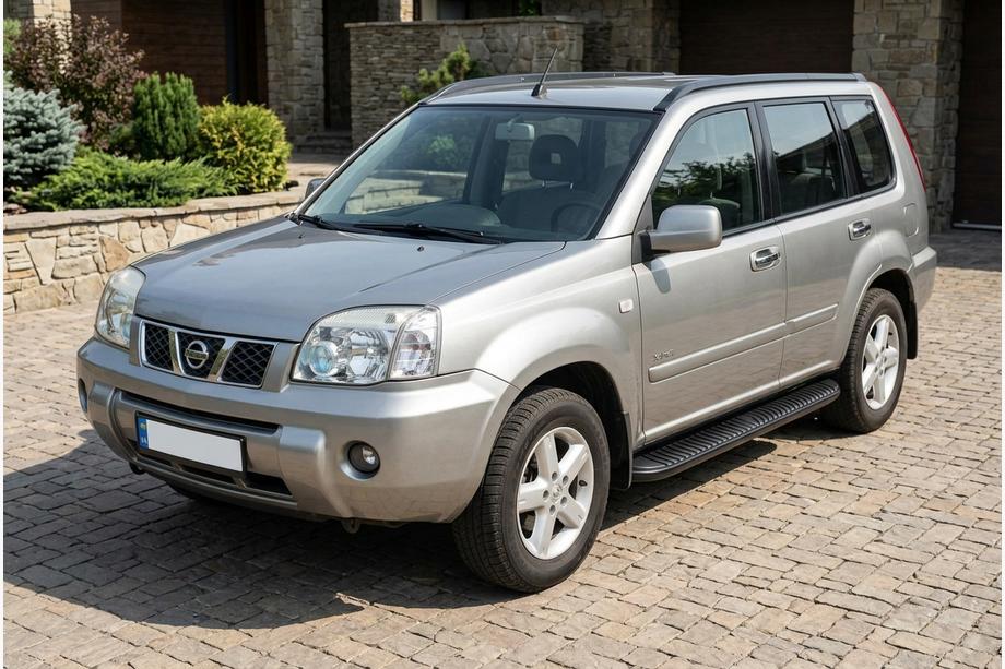 Nissan X-trail T30 2002-2007 гг. Боковые Подножки Tayga Black (2 шт., Алюминий) Фото 1