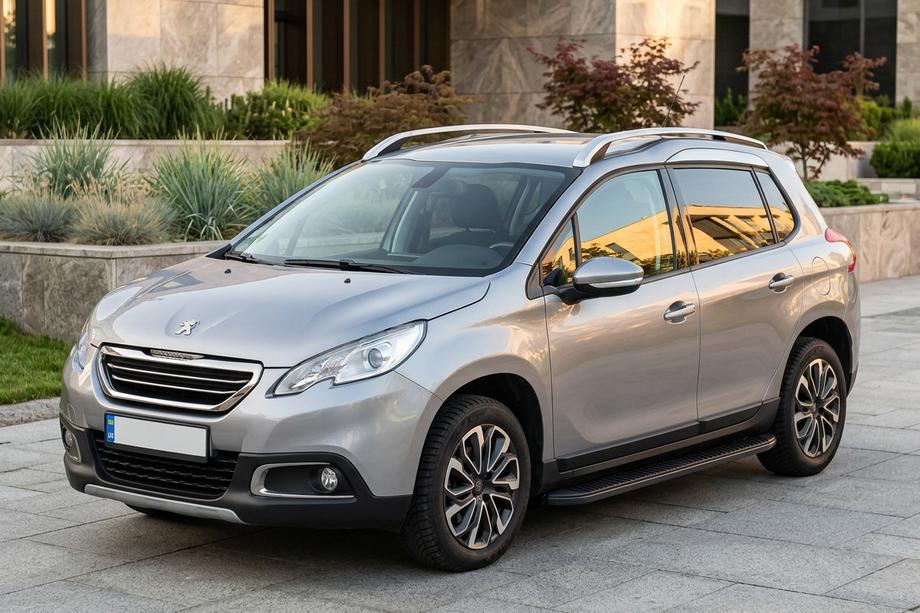 Peugeot 2008 2013-2019 гг. Боковые Подножки Tayga Black (2 шт., Алюминий) Image