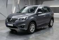 Renault Koleos 2008-2016 гг. Боковые Подножки Tayga Black (2 шт., Алюминий) фото 1