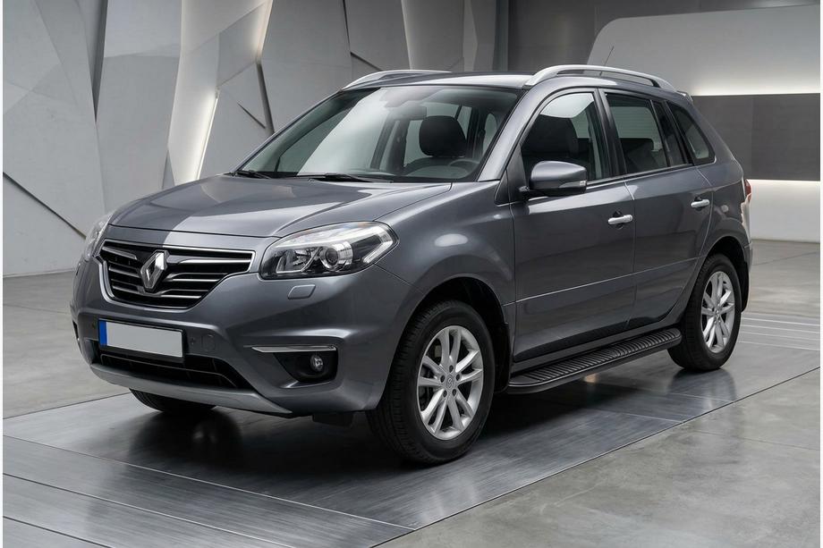 Renault Koleos 2008-2016 гг. Боковые Подножки Tayga Black (2 шт., Алюминий) Image