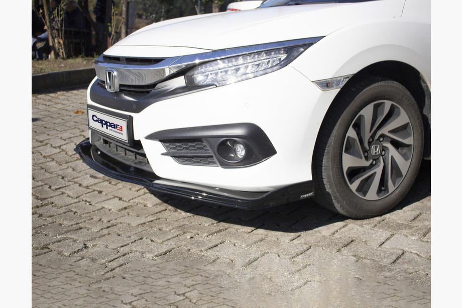 Honda Civic Sedan X 2016-2021 гг. Передний лип-спойлер V1 (черный) Фото 2