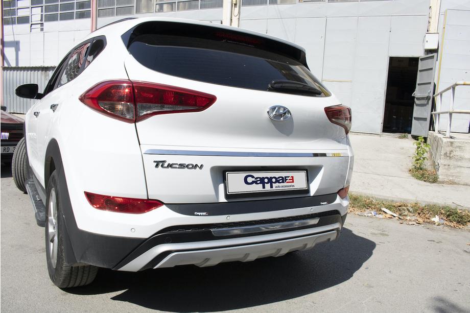 Hyundai Tucson TL 2016-2021 гг. Накладка на задний бампер EuroCap 2016-2018 (ABS) Фото 6