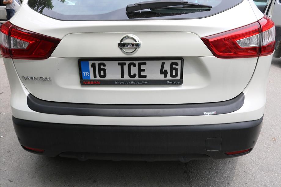 Nissan Qashqai 2014-2021 гг. Накладка на задний бампер EuroCap (2014-2017, ABS) Фото 5