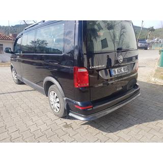 Накладка на задний бампер EuroCap под карбон (ABS) Volkswagen T6 2015-2024 гг. фото 2