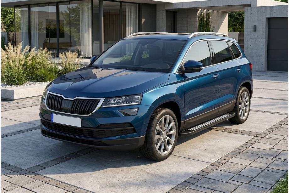 Skoda Karoq 2018- гг. Боковые пороги New Vision Black (2 шт., алюминий) Image