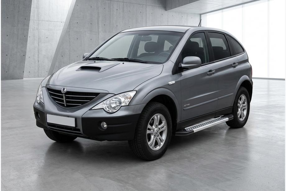 SsangYong Action 2005-2018 гг. Боковые Подножки New Vision Grey (2 шт., Алюминий) Фото 1