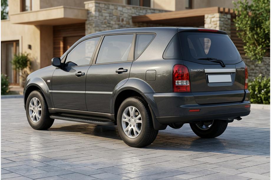 SsangYong Rexton I 2001-2017 гг. Боковые Подножки Tayga Black (2 шт., Алюминий) Фото 1
