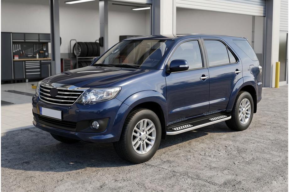 Toyota Fortuner 2006-2015 гг. Боковые пороги Tayga V2 (2 шт., алюминий) Фото 1