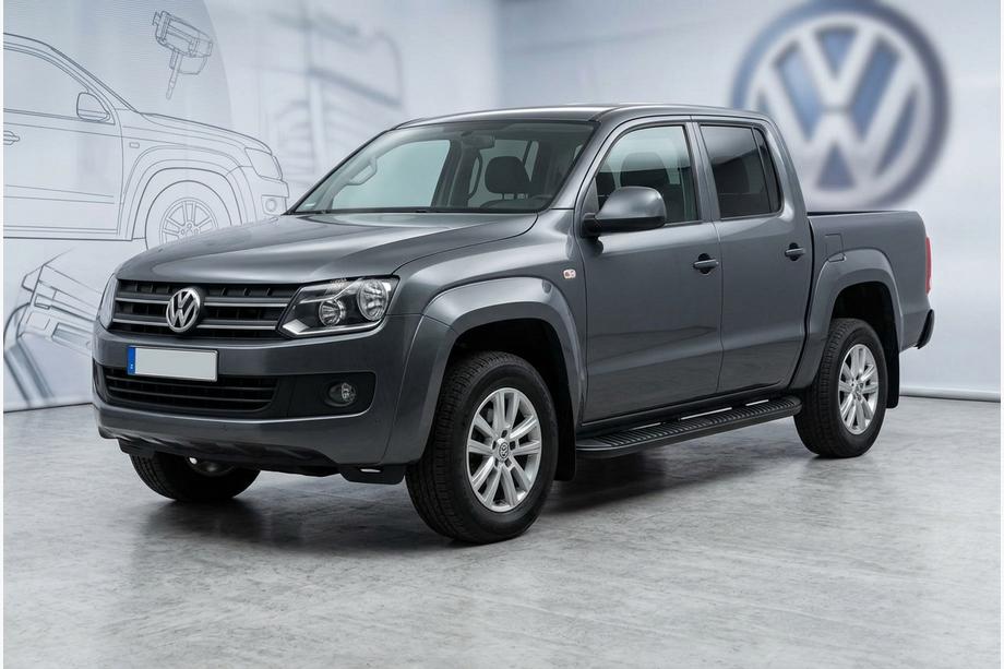 Volkswagen Amarok 2010-2022 гг. Боковые Подножки Tayga Black (2 шт., Алюминий) Image