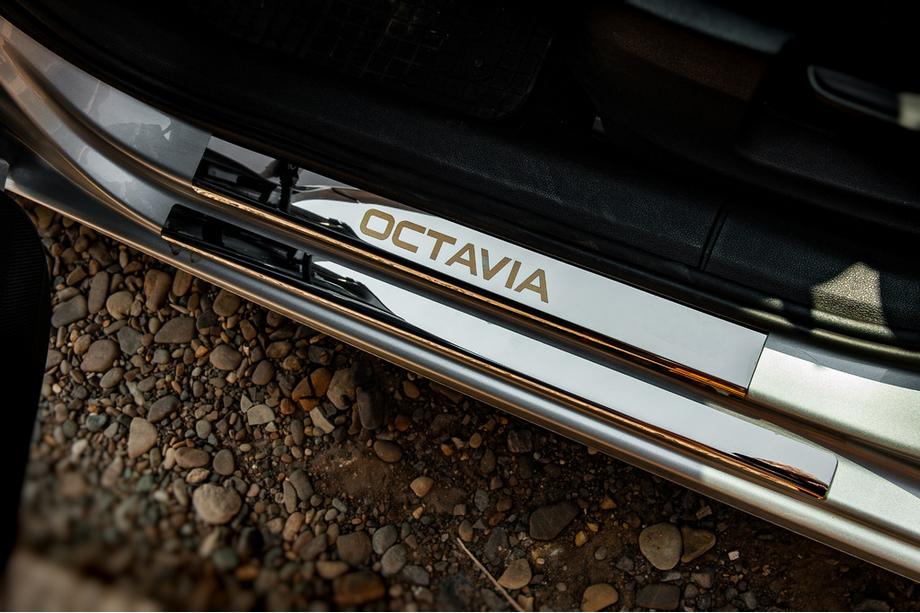 Skoda Octavia III A7 2013-2019 гг. Накладки на пороги Carmos V1 (8 шт., нержавейка) Image