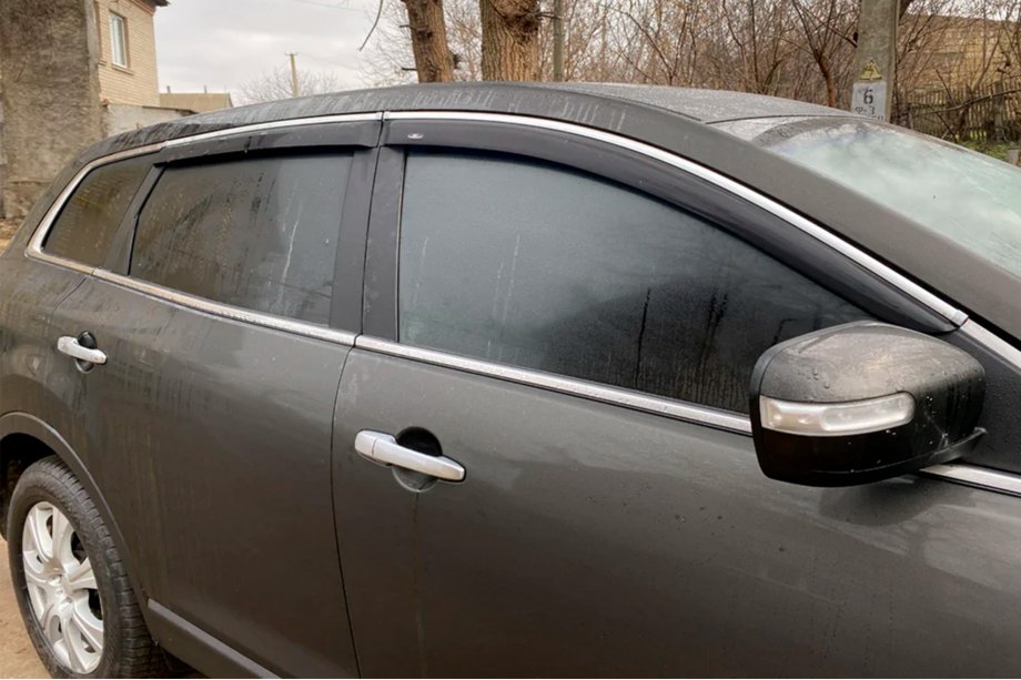 Mazda CX-9 2007-2016 гг. Ветровики с хромированным молдингом (4 шт, HIC) Фото 1