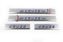 Chevrolet Cruze 2009-2015 гг. Накладки на пороги (4 шт, синие) фото 2