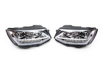 Volkswagen T6 2015-2024 гг. Передние фары с LED дневными ходовыми огнями 2015-2019 (Серебристые, 2 шт) фото 2
