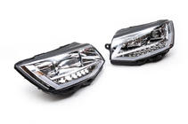 Volkswagen T6 2015-2024 гг. Передние фары с LED дневными ходовыми огнями 2015-2019 (Серебристые, 2 шт) фото 3