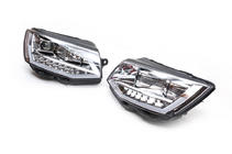 Volkswagen T6 2015-2024 гг. Передние фары с LED дневными ходовыми огнями 2015-2019 (Серебристые, 2 шт) фото 4
