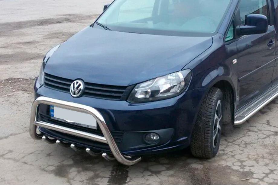 Volkswagen Caddy 2015-2020 гг. Кенгурятник WT003-4 (нержавейка) 60 мм, с надписью Фото 2