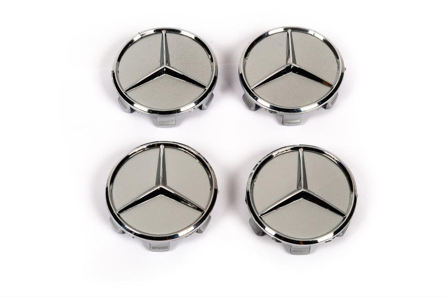 Mercedes Колпачки на диски 71/75 мм без кольца (4 шт, серые) Image