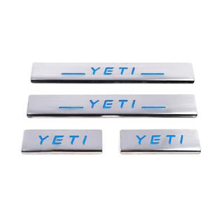 Накладки на пороги Carmos V3-Blue (4 шт, нержавейка) Skoda Yeti 2009-2017 гг. фото 2