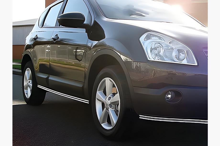 Nissan Qashqai 2007-2010 гг. Боковые Двойные Трубы (2 шт., Нержавейка) Фото 3