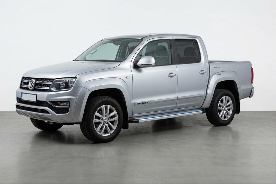 Volkswagen Amarok 2010-2022 гг. Боковые Подножки Maya Blue-Grey (2 шт., Алюминий) Фото 1