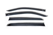 Volkswagen Amarok 2010-2022 гг. Ветровики с хромированным молдингом (4 шт, Niken) фото 7
