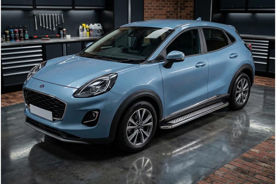 Ford Puma 2019- гг. Боковые Подножки Maydos V2 (2 шт., Алюминий) Image