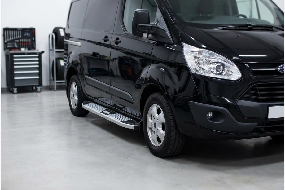 Ford Custom 2013-2022 гг. Боковые Подножки Mevsim Grey (2 шт., Алюминий) Фото 1