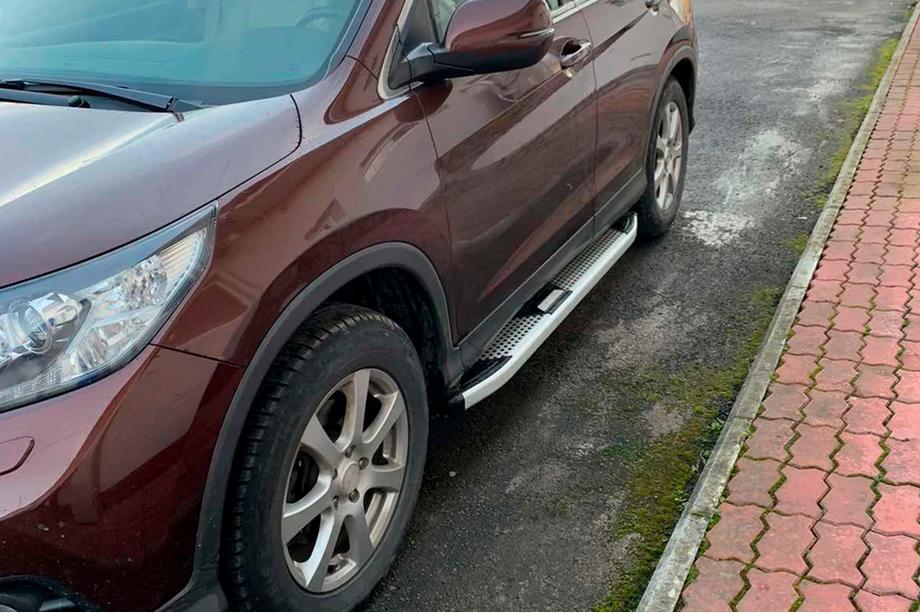 Honda CRV 2012-2016 гг. Боковые Подножки Mevsim Grey (2 шт., Алюминий) Фото 2