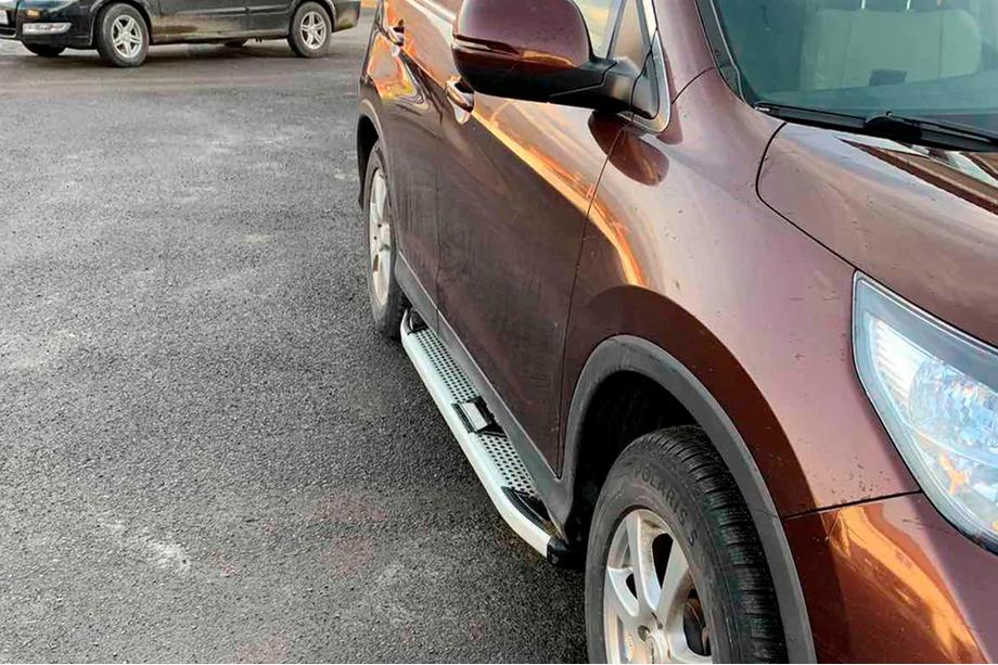 Honda CRV 2012-2016 гг. Боковые Подножки Mevsim Grey (2 шт., Алюминий) Фото 3