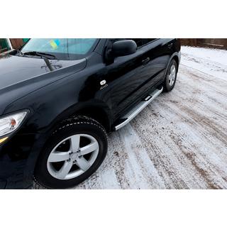 Боковые Подножки Mevsim Grey (2 шт., Алюминий) Hyundai Santa Fe 2 2006-2012 гг. фото 1