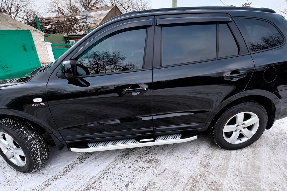 Hyundai Santa Fe 2 2006-2012 гг. Боковые Подножки Mevsim Grey (2 шт., Алюминий) Фото 4