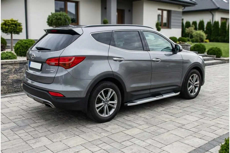 Hyundai Santa Fe 3 2012-2018 гг. Боковые Подножки Mevsim Grey (2 шт., Алюминий)