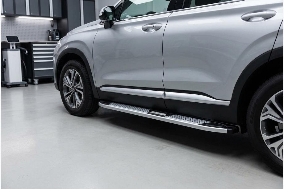 Hyundai Santa Fe 4 2018-2023 гг. Боковые Подножки Mevsim Grey (2 шт., Алюминий) Фото 1