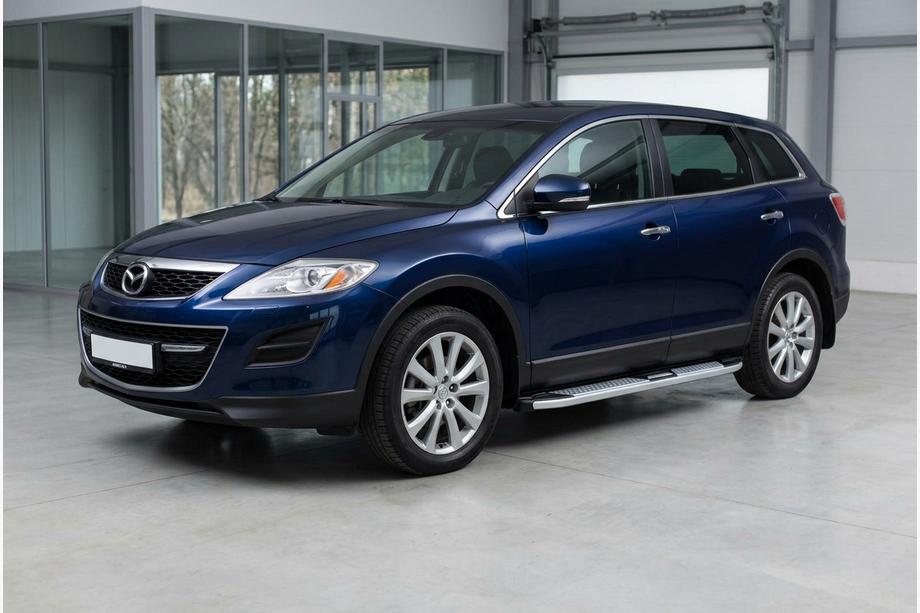 Mazda CX-9 2007-2016 гг. Боковые Подножки Mevsim Grey (2 шт., Алюминий) Фото 1