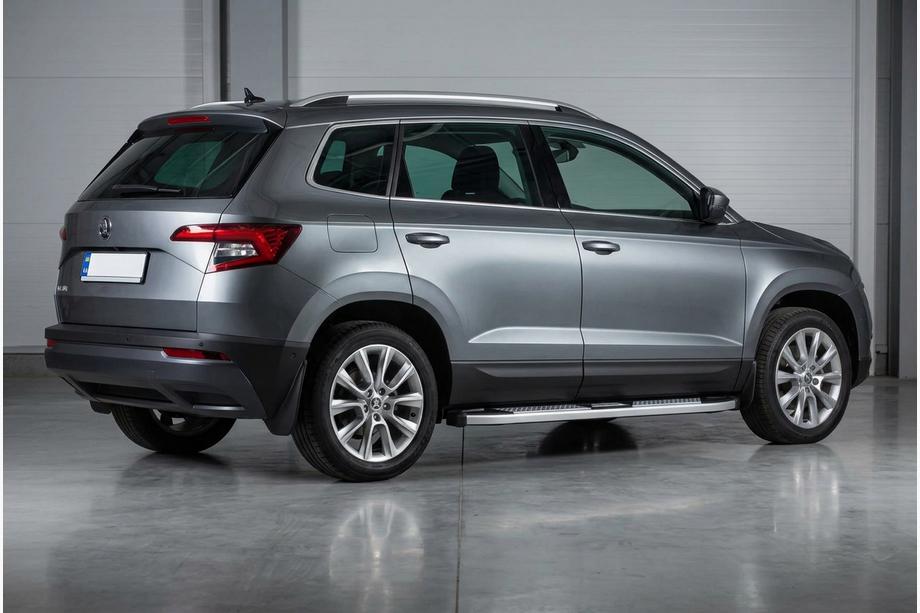 Skoda Karoq 2018- гг. Боковые Подножки Mevsim Grey (2 шт., Алюминий) Фото 1