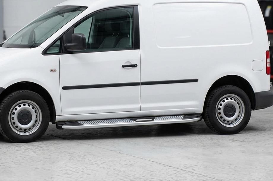 Volkswagen Caddy 2010-2015 гг. Боковые Подножки Mevsim Grey (2 шт., Алюминий) Стандартная база Фото 1