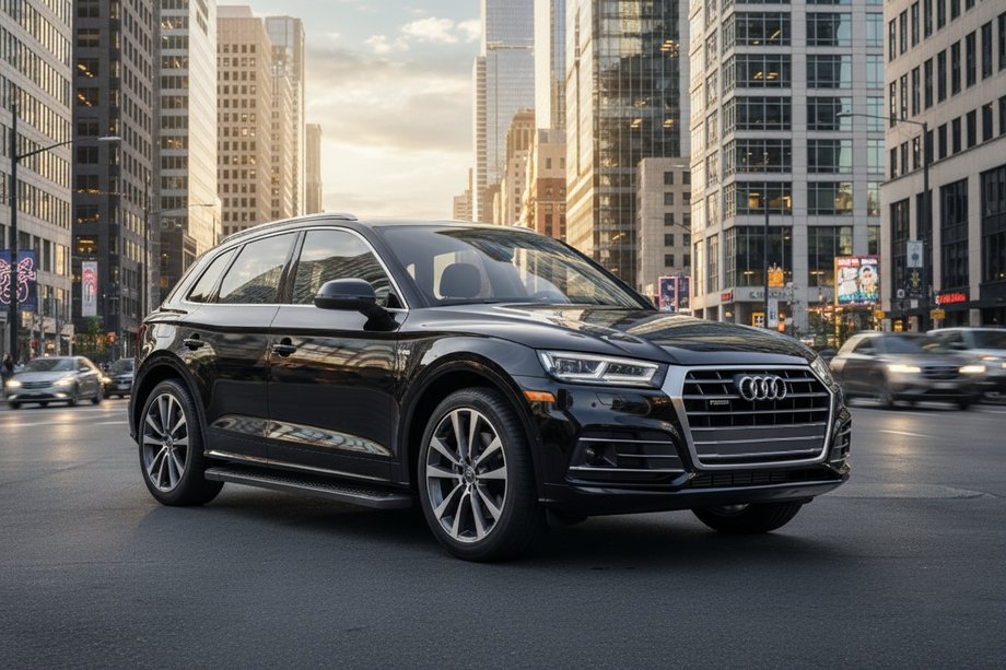 Audi Q5 2017-2025 гг. Боковые Подножки Allmond Black (2 шт., Алюминий) Фото 1
