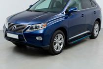 Lexus RX 2009-2015 гг. Боковые Подножки Maya Blue (2 шт, Алюминий) фото 1